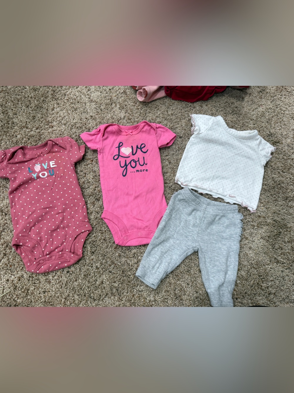 Carter’s + Cat & Jack Newborn Baby Girl Clothes Lot – 4 Pieces